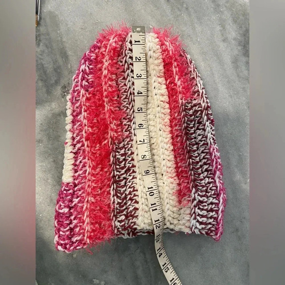 Handmade Crochet Chunky Ribbed Upcycled Multi Fiber Scrappy Yarn Beanie Hat D36 - Picture 5 of 5